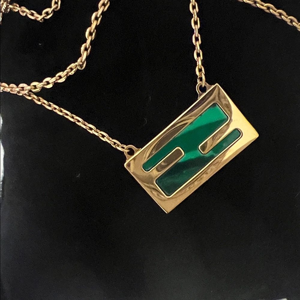 Fendi Gold Necklace with Green Accent